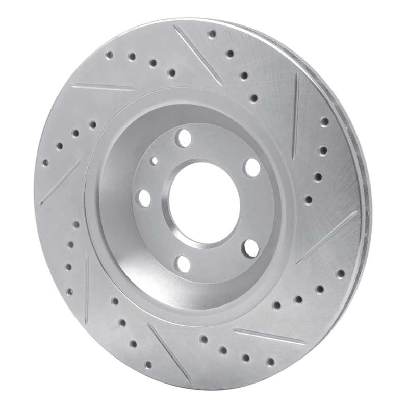 Audi S4 Brake Rotor (1) - Rear Left - R1 Concepts - Drilled & Slotted - Silver - `04-`09